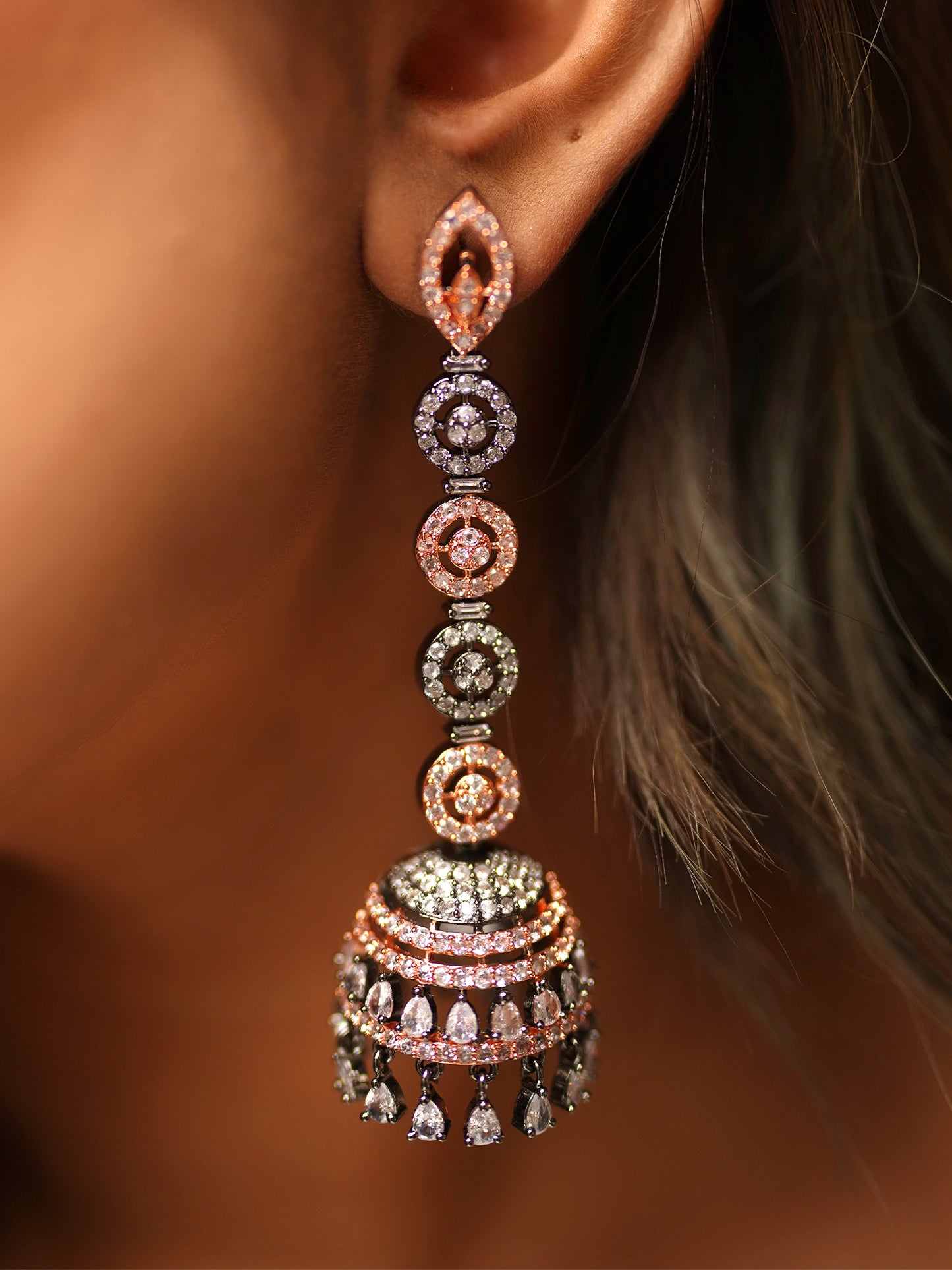 Rose Noir Jhumka Earrings