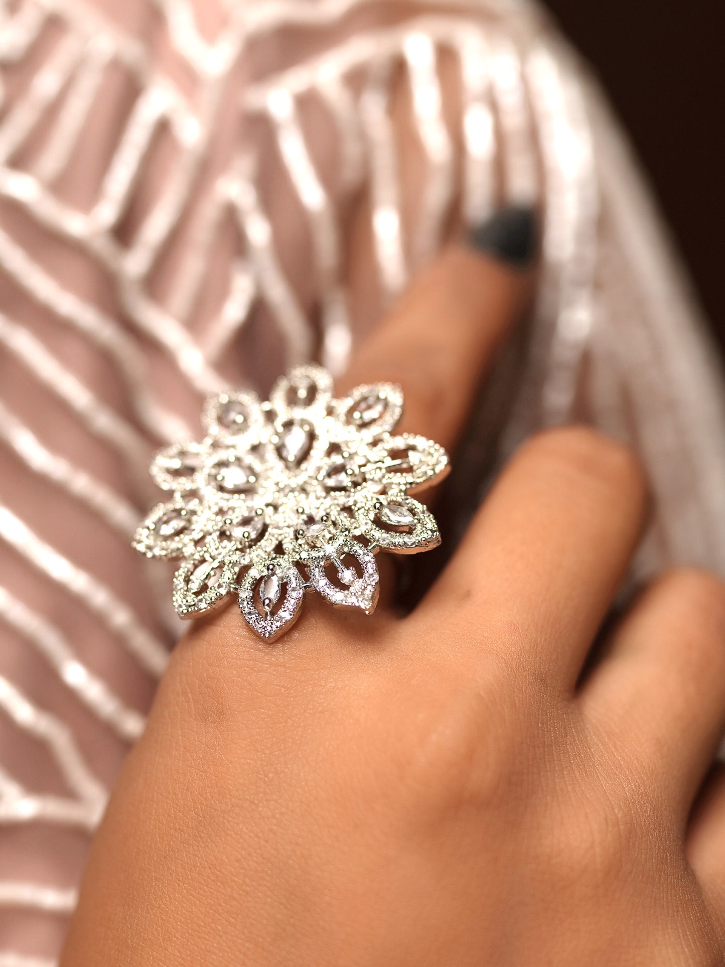 Frost Flower Statement Ring