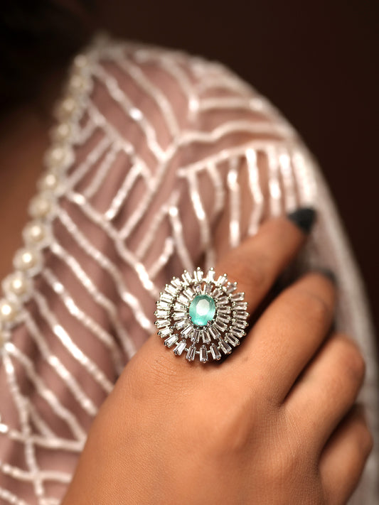 Aqua Starburst Diamond Ring