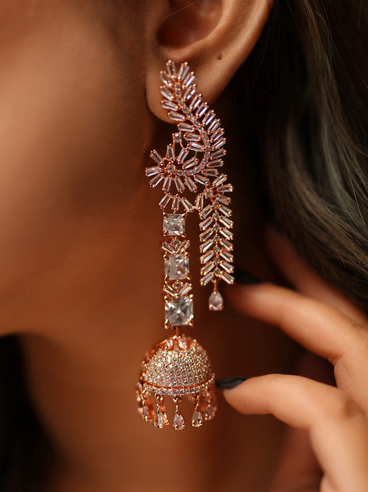 Ivory Rose Gold Jhumka Earrings