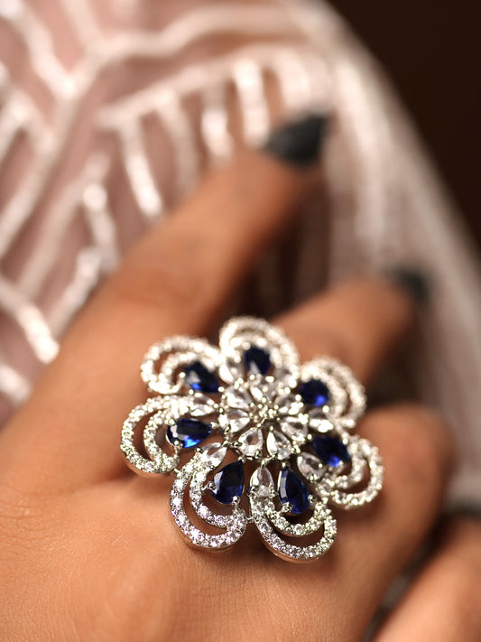 Sapphire Swirl Diamond Blossom Ring