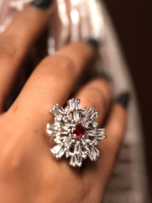 Ruby Snowflake Diamond Ring