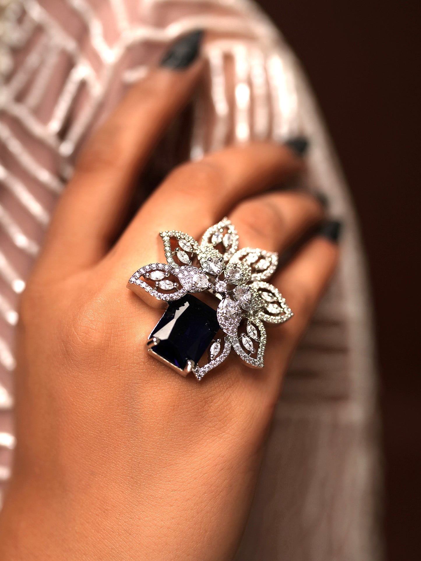 Sapphire Lotus Diamond Ring