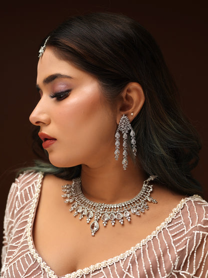 Crystal Cascade Bridal Necklace Set