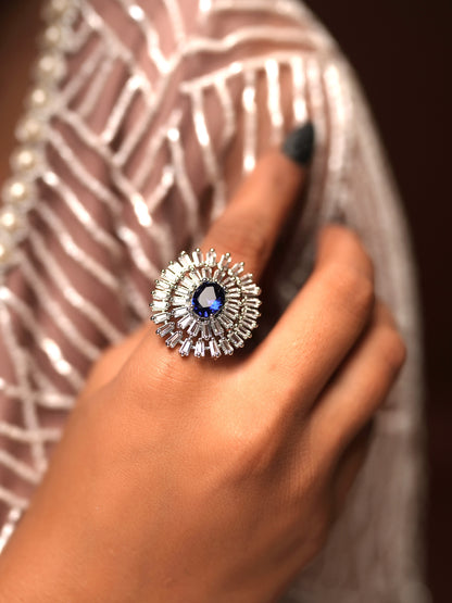 Celestial Sapphire Sunburst Ring