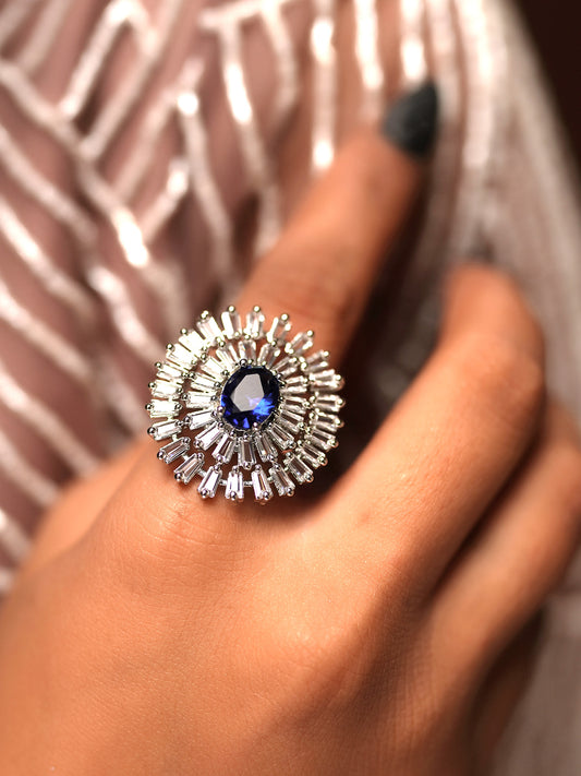 Celestial Sapphire Sunburst Ring