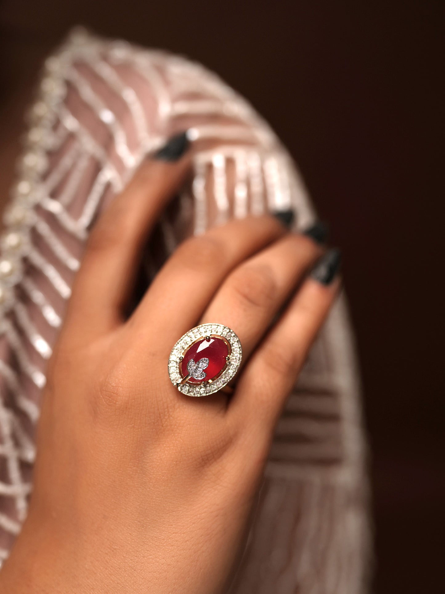 Ruby Oval Elegance Finger Ring