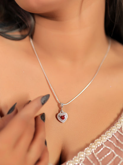 Classic Heart Ruby Crystal Pendant