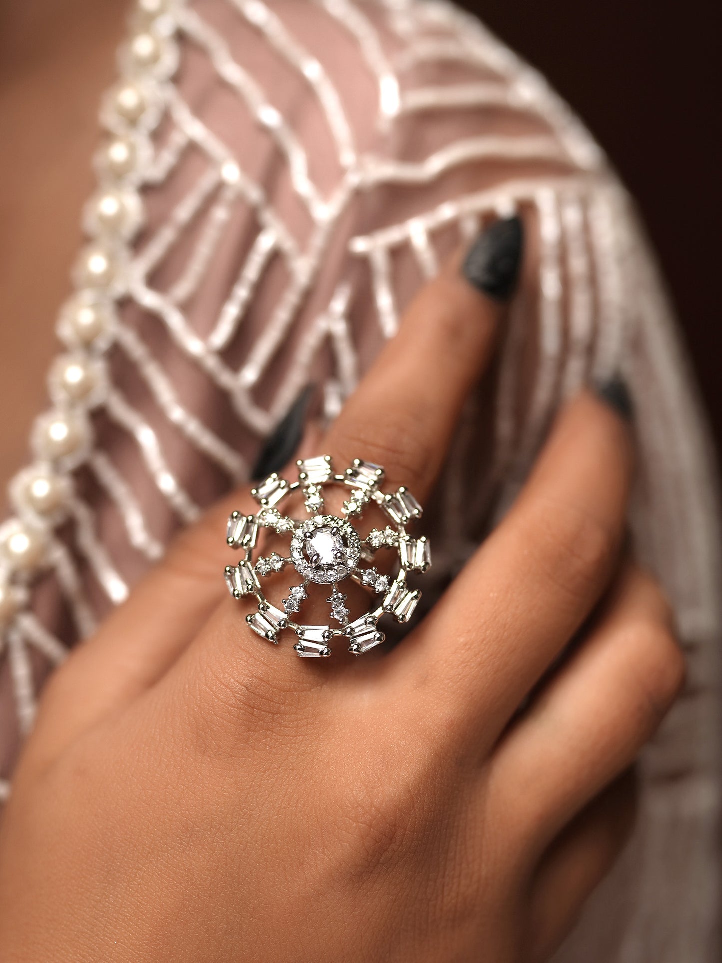 Crystal Dandelion Dream Finger Ring