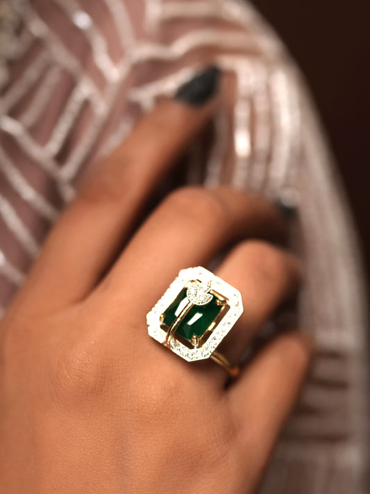 Emerald Blossom Whirl Finger Ring