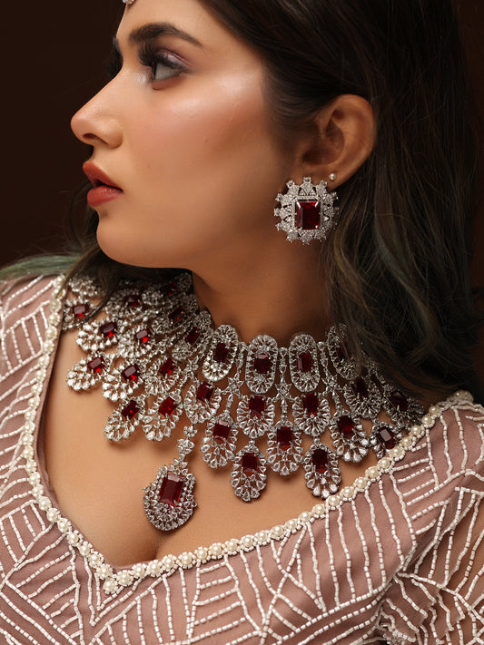 Ruby Flame Necklace Set