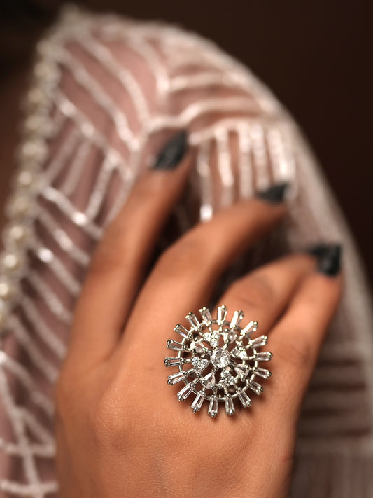 Celestial Sunburst Diamond Cocktail Ring