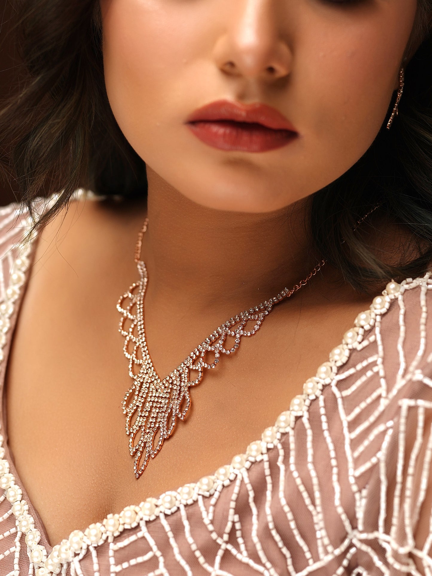 Ethereal Lace Cascade diamond Necklace Set