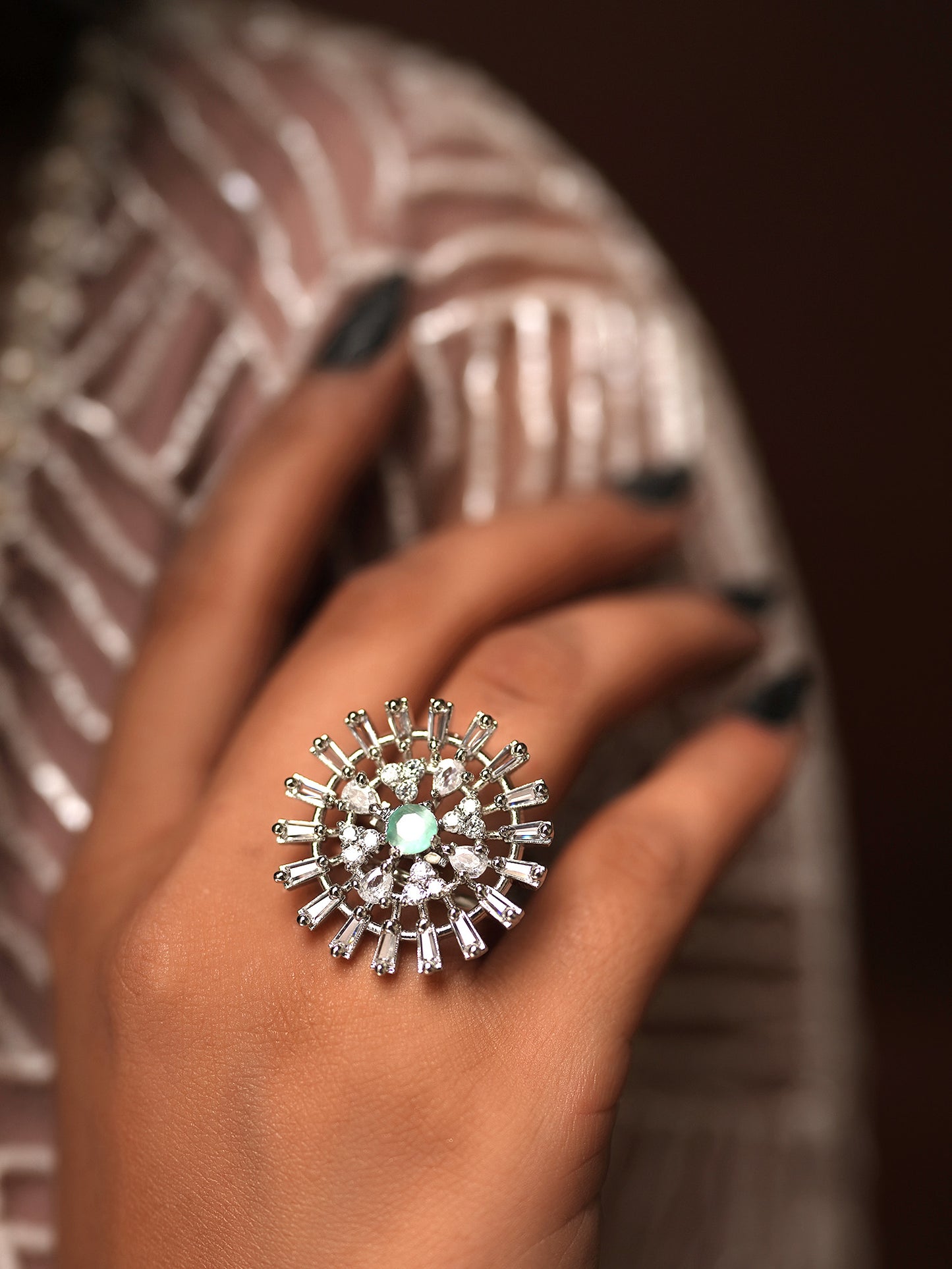 Radiant Starburst Baguette Diamond Statement Ring