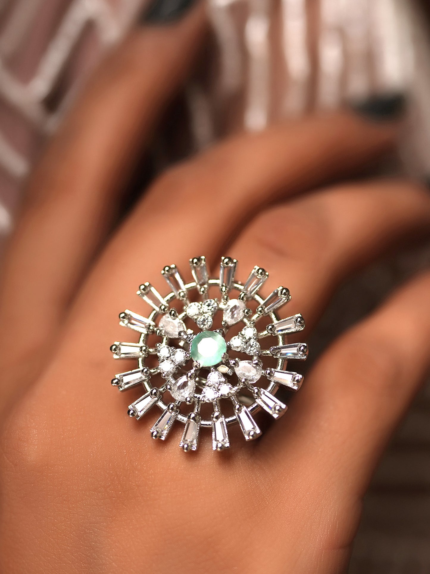 Radiant Starburst Baguette Diamond Statement Ring