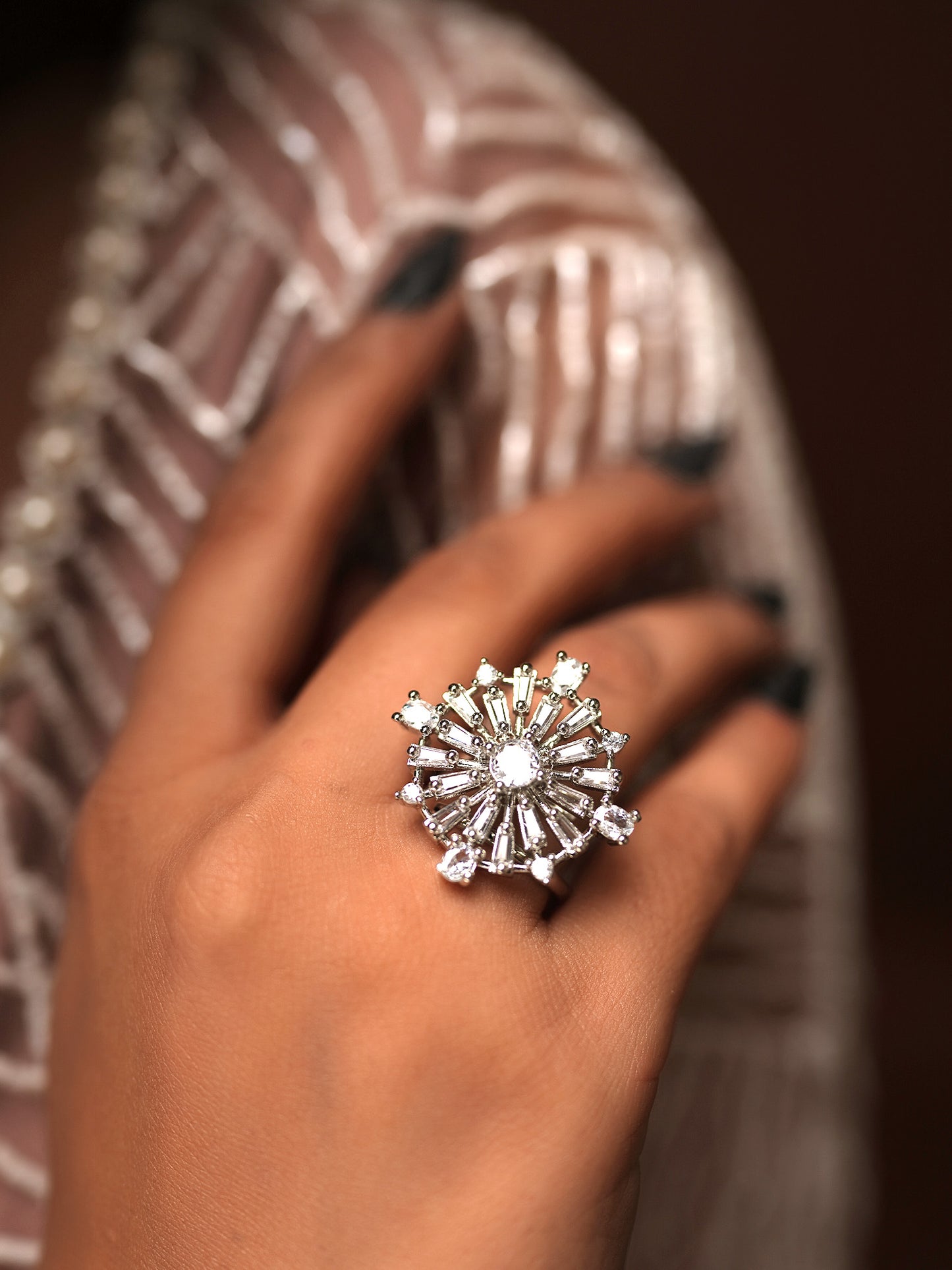 Winter Frost Diamond Snowflake Ring