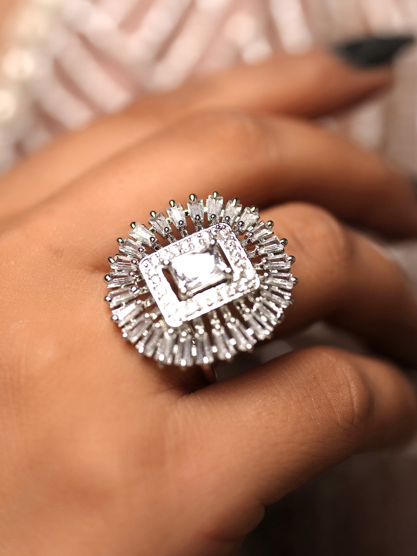 Art Deco Baguette Explosion Ring