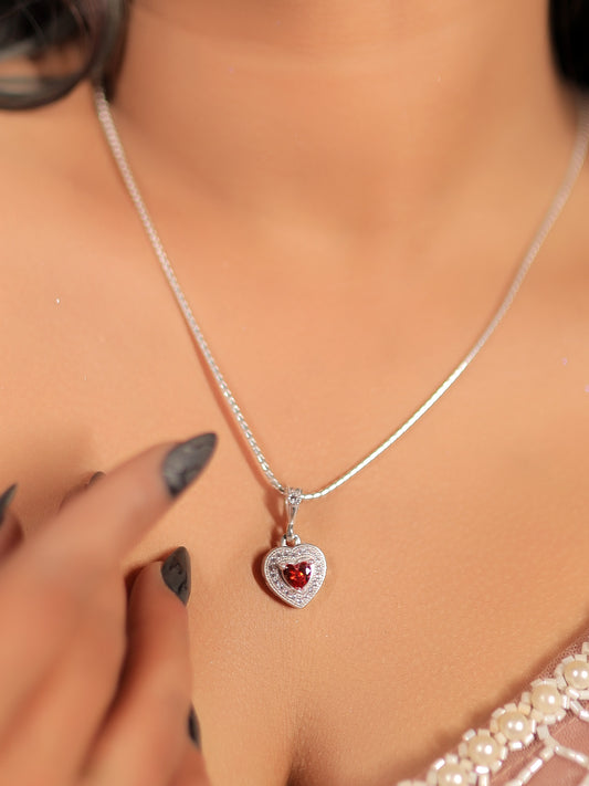 Classic Heart Ruby Crystal Pendant