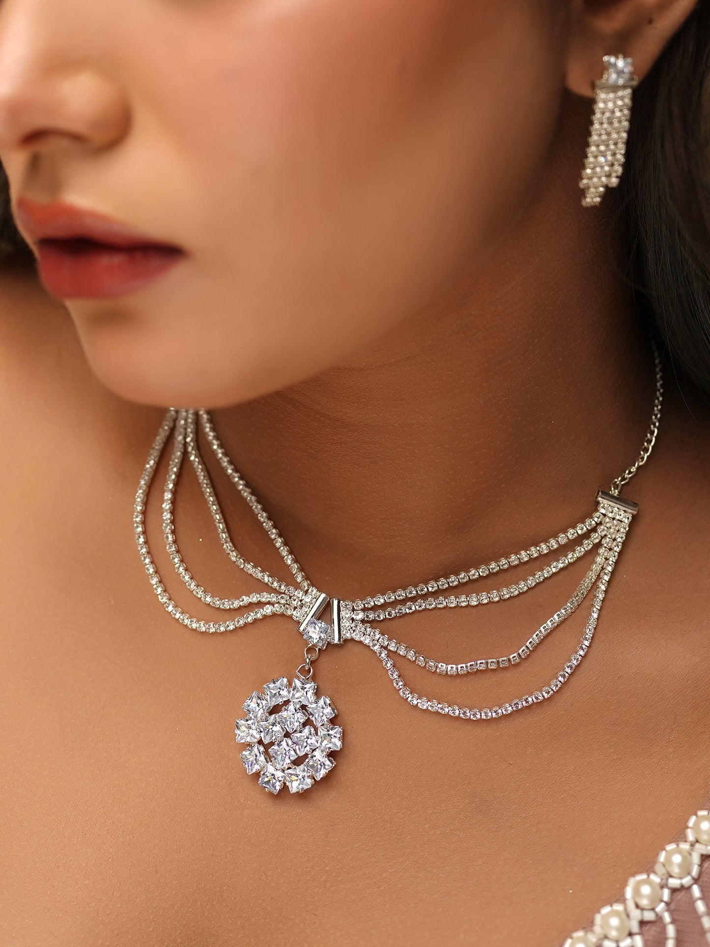 Luminous Petal Cluster Necklace Set