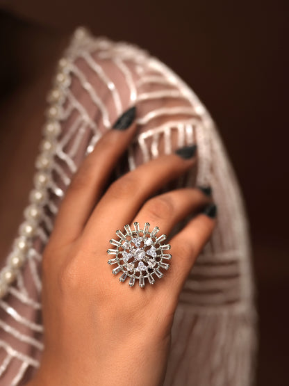 Celestial Snowflake Statement Finger Ring