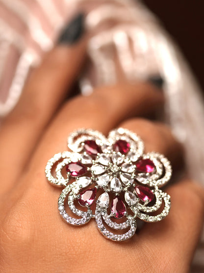 Ruby Floret Diamond Cluster Ring