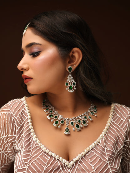 Emerald Diamond Necklace Set