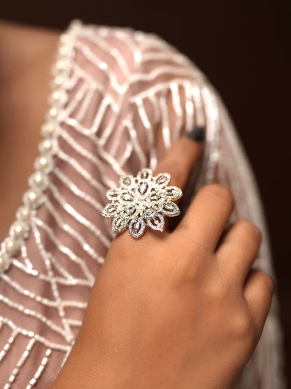 Frost Flower Statement Ring