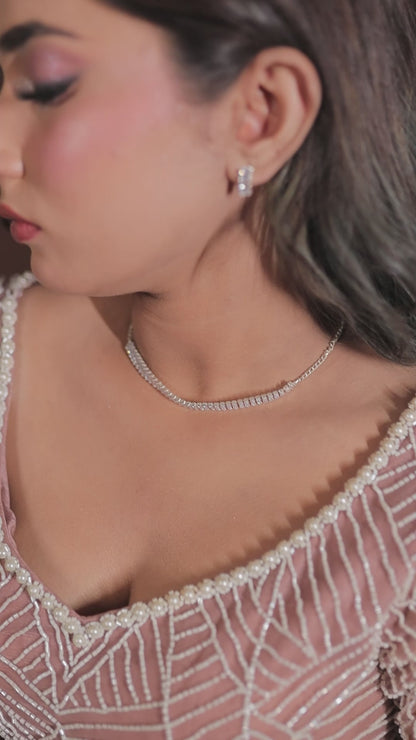 Radiant Simplicity Diamond Collar Necklace Set