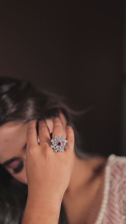 Ruby Snowflake Diamond Ring